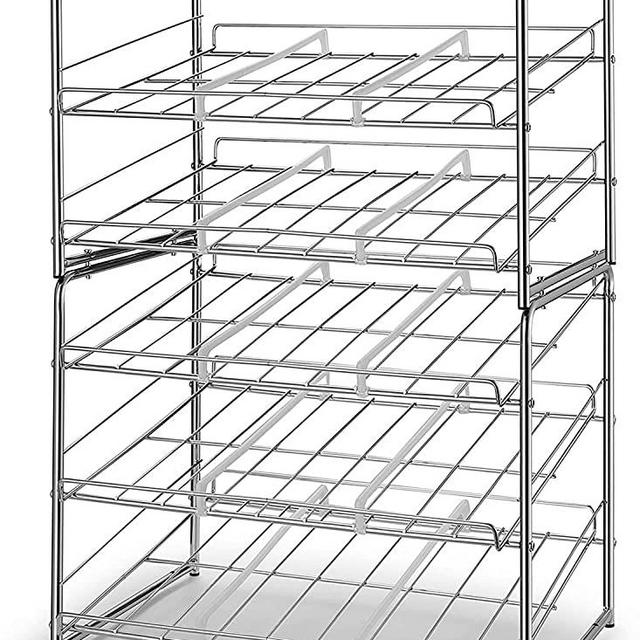 2 Pack Simple Trending Can Rack Organizer, Stackable Can Storage Dispenser Holds up to 72 Cans for Kitchen Cabinet or Pantry, Chrome