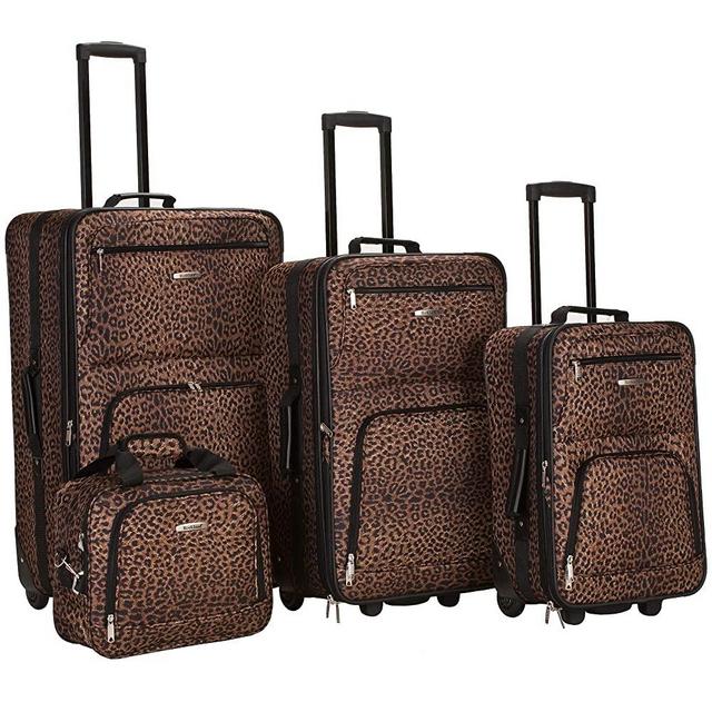 Rockland Jungle Softside Upright Luggage Set, Leopard, 4-Piece (14/29/24/28)
