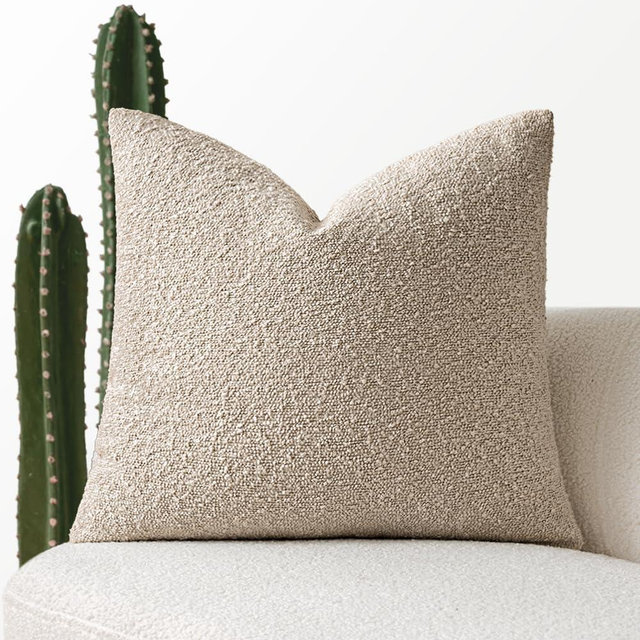 MIULEE Textured Boucle Throw Pillow Cover Neutral Accent Solid Eruo Sham Pillow Case Decorative Soft Pack of 1 Couch Cushion Chair Sofa Bedroom Livingroom Home Decor,24x24 Inch