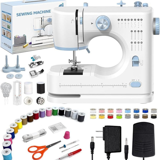 SEDNEE Sewing Machine for Beginners with 16 Built-in Stitches, Small Sewing Machine with Accessory Kit, 2-Speed, Foot Pedal & Storage Drawer, Portable Full-Feature Design for Home DIY (Blue)