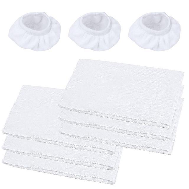 Waitbird 6 Pack Microfiber Mop Pads and 3 Pack Ironing Cloths Set Replacement, Compatible Steam Cleaner STC-EU168, Washable and Reusable, White