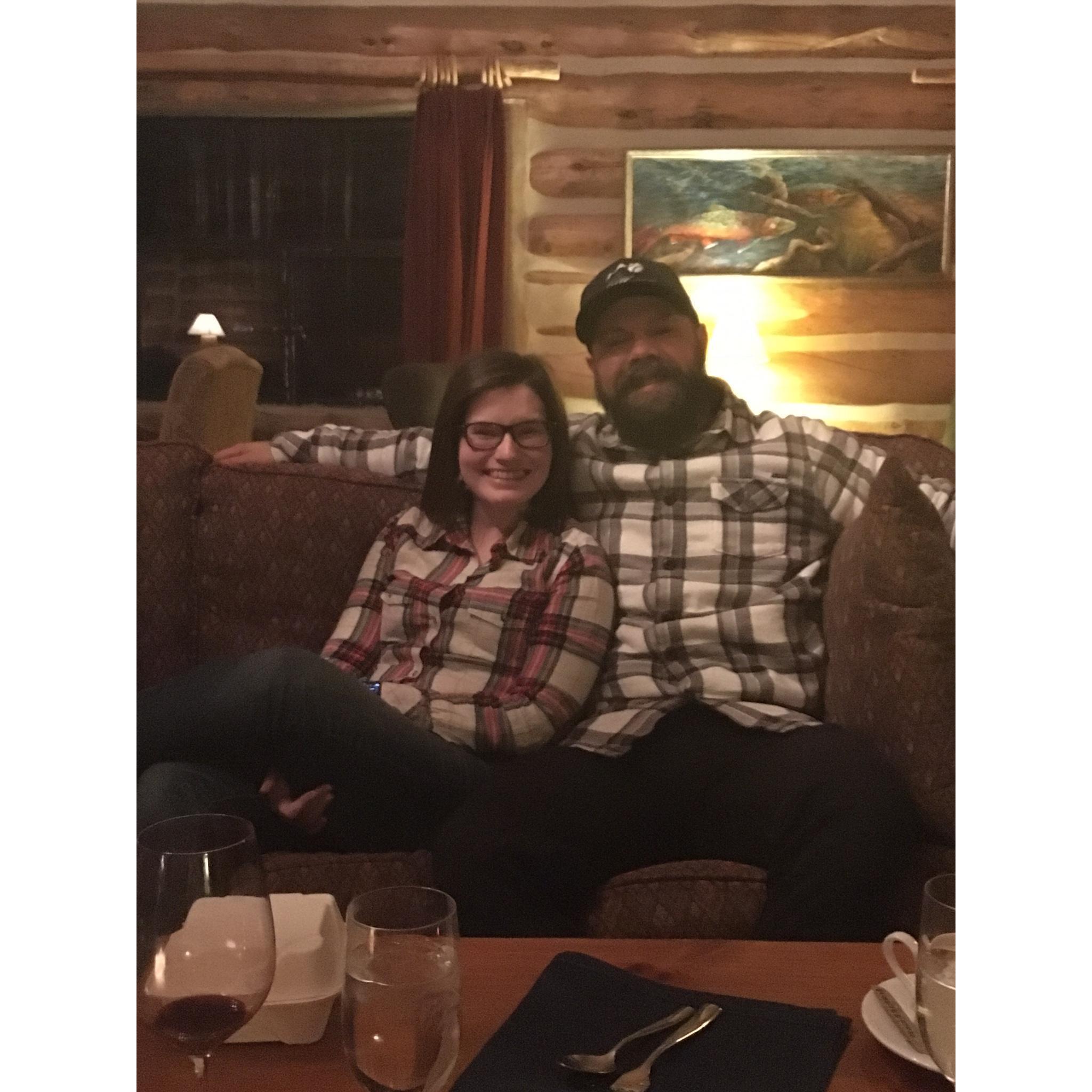 Keystone birthday celebration in matching flannels, January 2016.