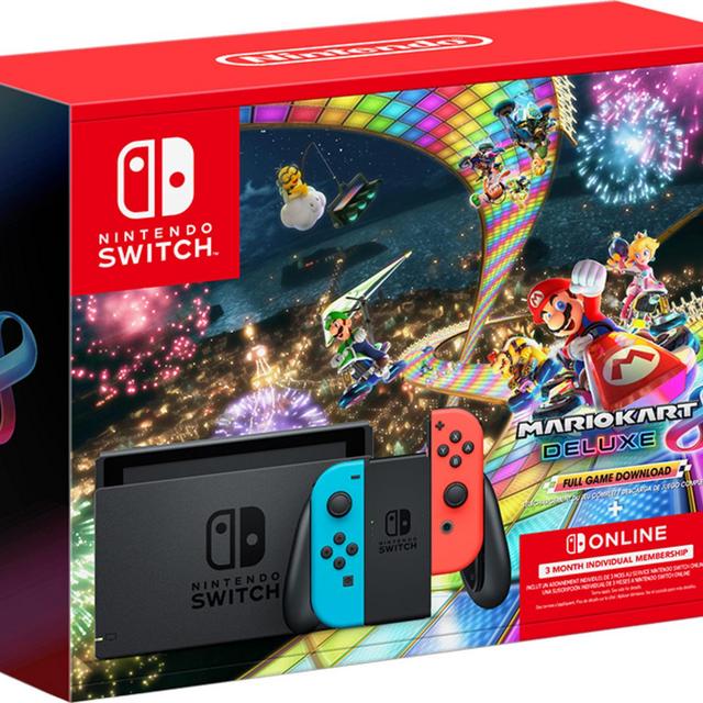 Nintendo Switch Neon Blue/Neon Red Joy-Con + Mario Kart 8 Deluxe (Full Game Download) + 3 Month Nintendo Switch Online Individual Membership