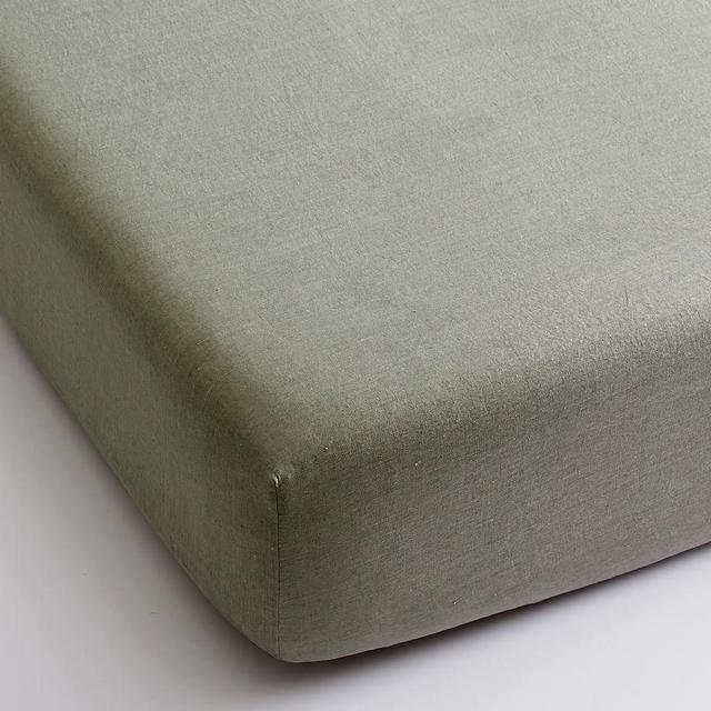 Loden Belgian Flax Linen Sheet Set Fitted Sheet, Queen
