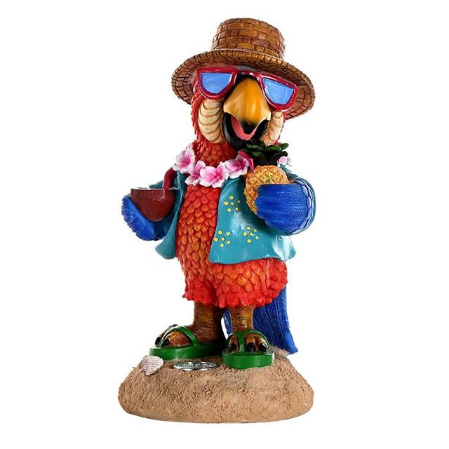 ASAMASA Parrot Yard Ornament with Solar Lights, Adorable Parrot Garden Sculptures & Statues…
