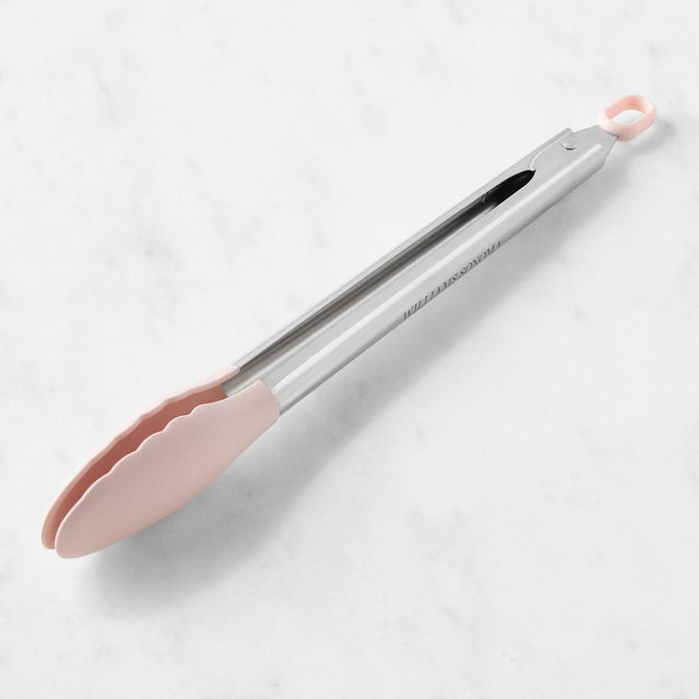 Williams Sonoma Stainless-Steel Silicone 12" Tongs, Dusty Rose