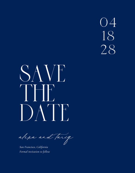 Cleveland Portrait | Navy | Zola Save The Dates