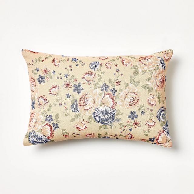 Oversize Woven Floral Lumbar Throw Pillow - Threshold™ designed with Studio McGee