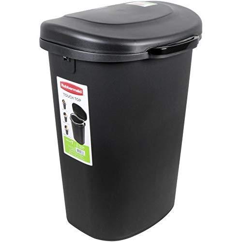 Rubbermaid Touch Top Lid Trash Can for Home, Kitchen, and Bathroom Garbage, 13 Gallon, Black