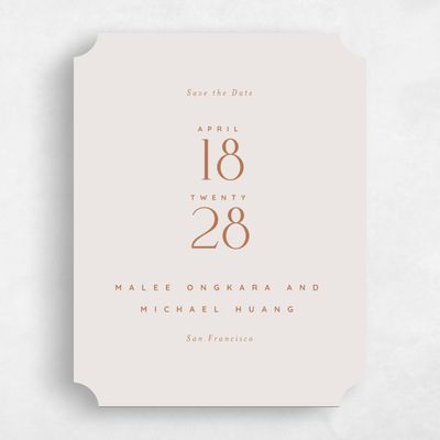 Beige Ticket Wedding Save the Date - Buenos Type