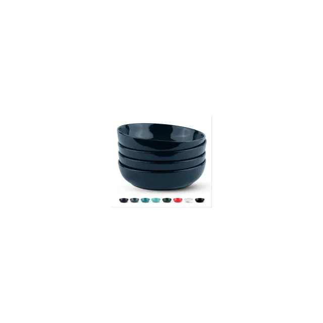 Kook Ceramic Pasta Bowls, Set of 4, 40 oz, Navy Blue