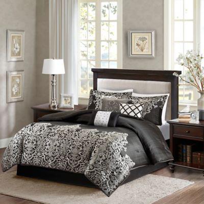 Madison Park Vanessa 7-Piece Queen Comforter Set in Black