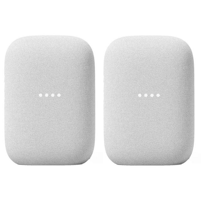 Google Audio (2-Pack) Smart Speakers – Wireless Bluetooth & Wi‑Fi Home Speaker Bundle with Powerful Stereo Sound, Multi-Room Audio Assistant Voice Control