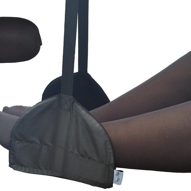 Sleepy Ride - Portable Airplane Footrest + Memory Foam Sleep Mask - Travel Accessories (Jet Black)