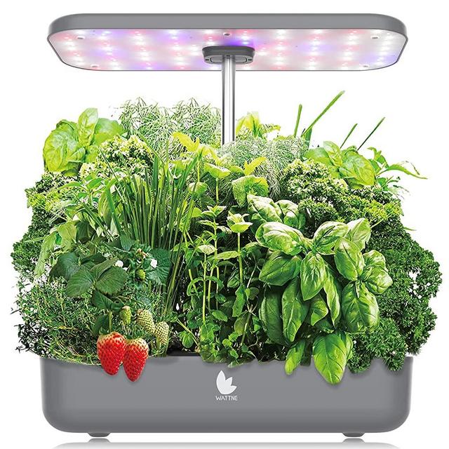Wattne 12 Pods Hydroponics Growing System with LED Grow Light for Home Kitchen, Adjustable (8-19 inches) Height, Automatic Timer Germination Kit for Vegetables & Fruits