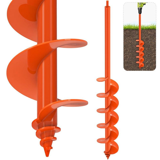 SELEWARE Auger Drill Bit for Planting - 4"x 32" Heavy-Duty Garden Auger Drill Bit, Fits 3/8" Hex Drive Drill - Bulb Planter Tool, Auger Post Hole Digger for Bulbs, Flowers, Fence Posts