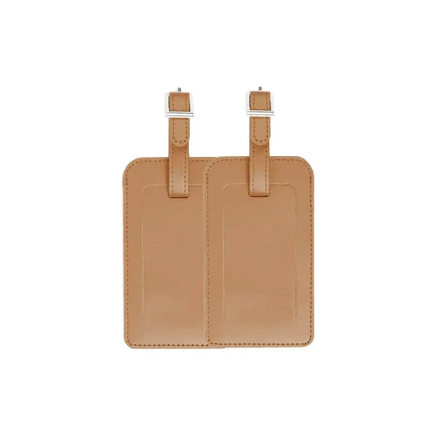 Unique Bargains Identifiers Bag Name Address ID Suitcase PU Leather Label Travel Luggage Tag Brown 2 Pcs