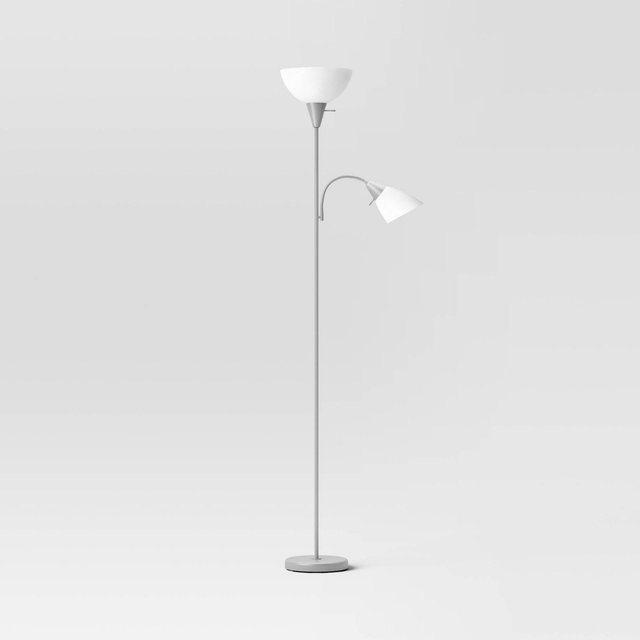 Torchiere with Task Light Floor Lamp Silver - Room Essentials™