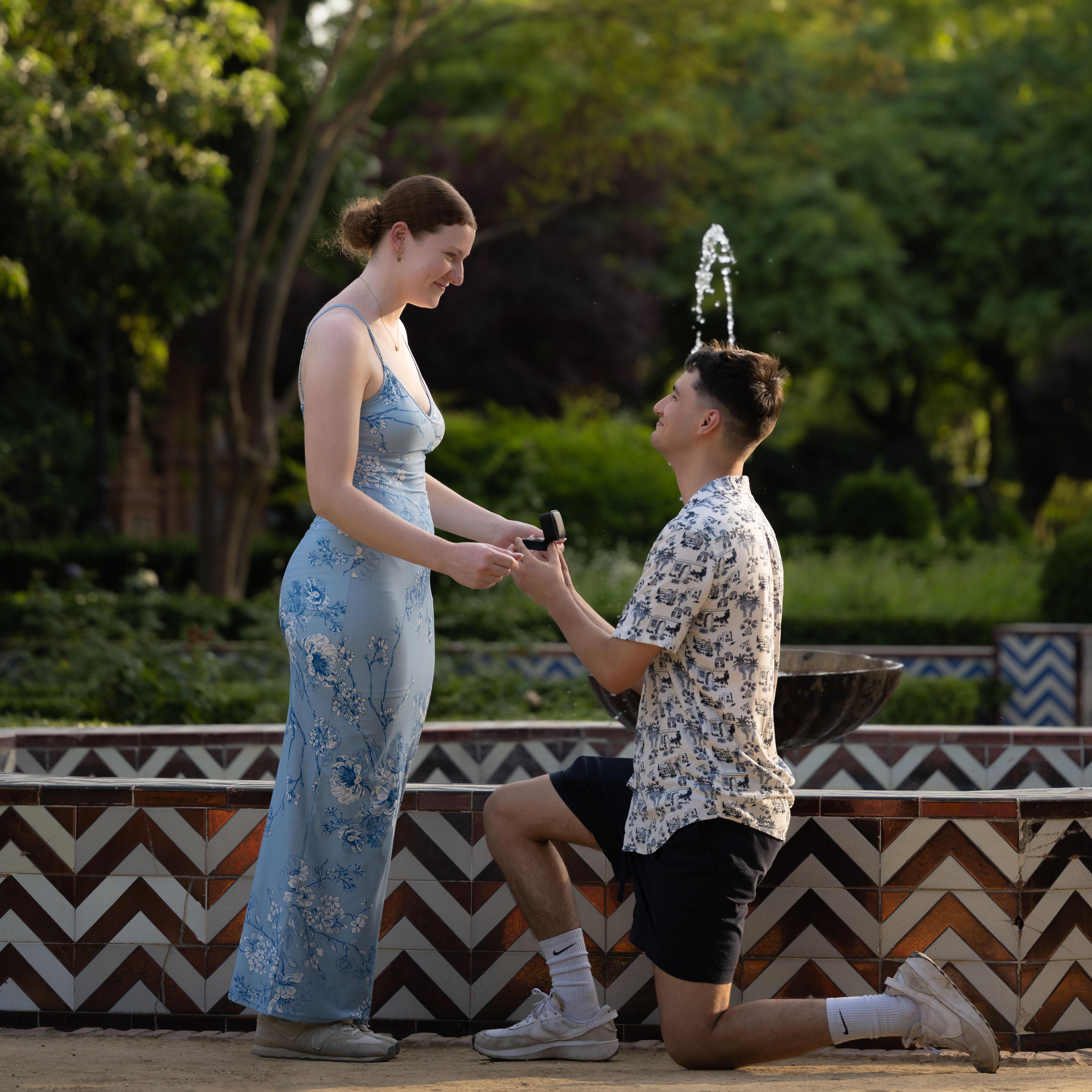 6.14.25 - Emanuel proposed to Amy in Parque de María Luisa in Seville, Spain.