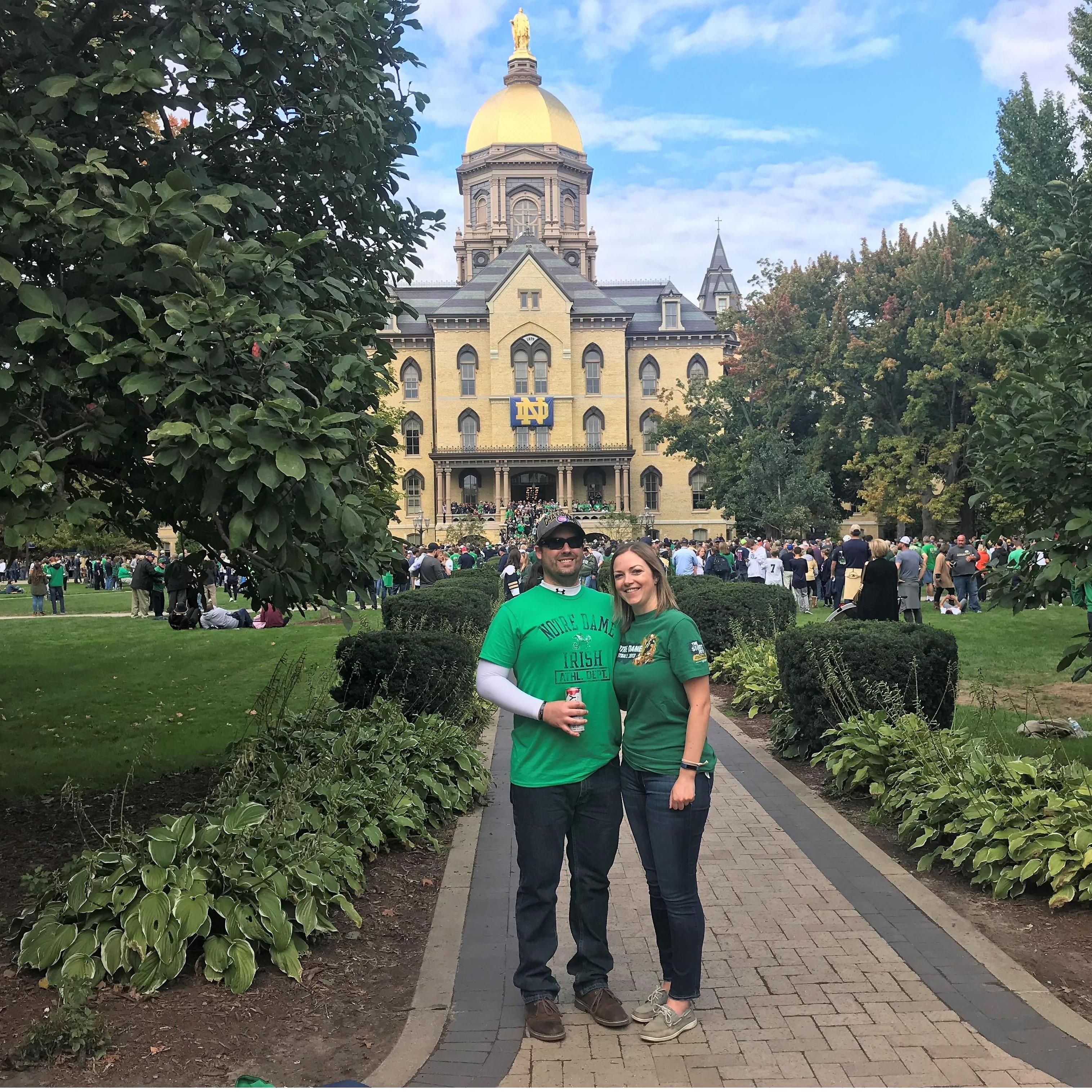 Notre Dame v. Stanford 2018- Note that Kevin's wearing a ND shirt!