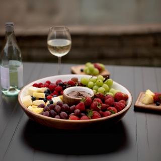 Wood & White Chip & Dip Serving Bowl