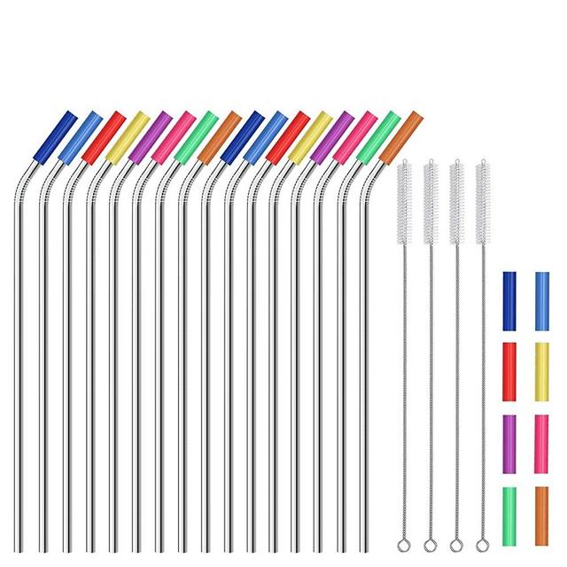 Stainless Steel Metal Drinking Straws | Fits Yeti RTIC or Any 20 or 30 oz  Tumbler| Extra Long Reusable Ecofriendly | Set of 8 Angled Straws with