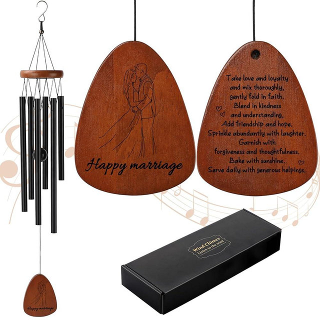 PRSTENLY Wedding Gifts for Couples, Marriage Wind Chimes Bridal Shower Gifts for Bride and Groom, Engagement Gifts for Couples Newlywed Personalized Mr and Mrs Gifts for Wedding Decorations