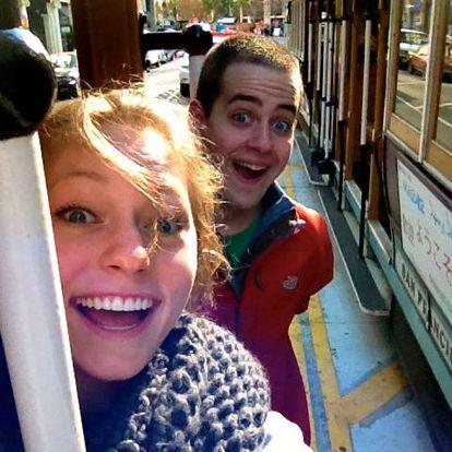 Riding a trolley through the streets of San Francisco