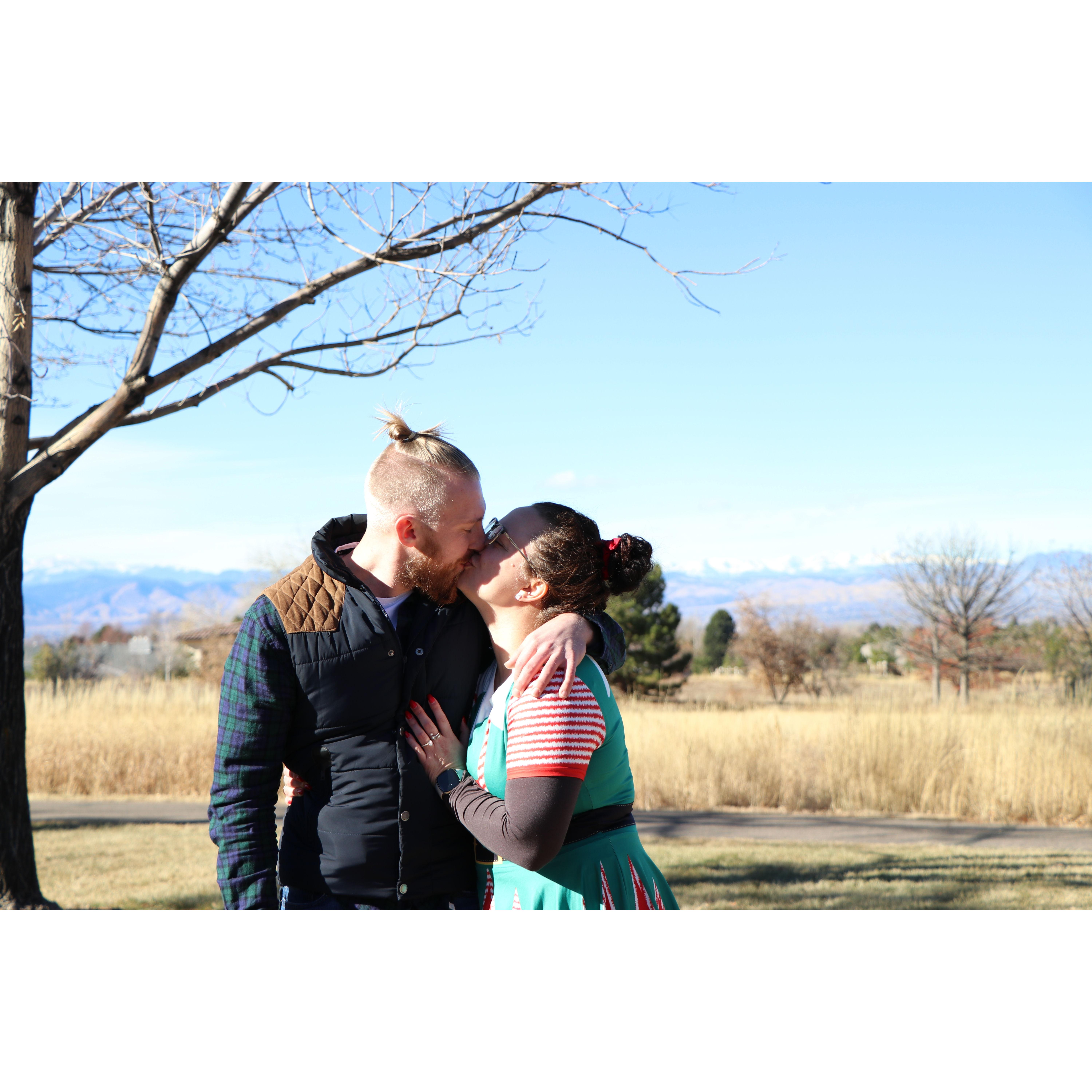 Our engagement - and yes, that *is* and elf costume. It's a long story. 
12.16.21