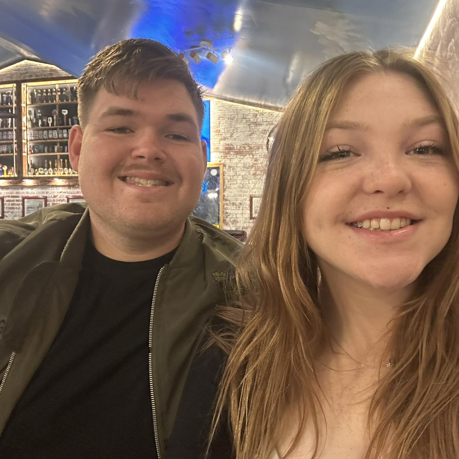 Selfie of us this last Valentine’s Day, we spent our day taking engagement pictures with Shelby then went out to get pizza.