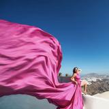 Flying dress Photoshoot in Santorini with Hotel Pickup