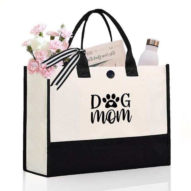 Craftique Dog Mom Gifts for Women, Dog Mom Tote Bag Birthday Gifts for Dogs Lovers, Practical Tote Bag for Shopping Travel Picnic, 17” x 6.7” x 12.5”