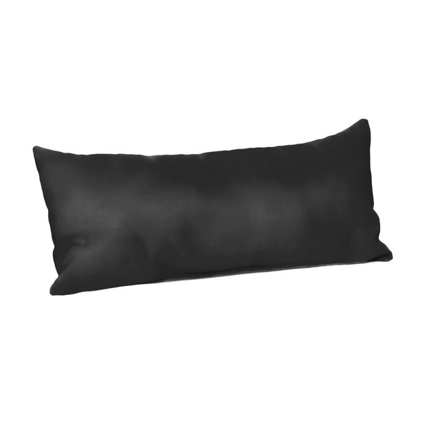 Casual Cushion Solid Sunbrella Fabric 1-Piece Indoor/Outdoor Lumbar Pillow, 22"W x 9"L, Canvas Black