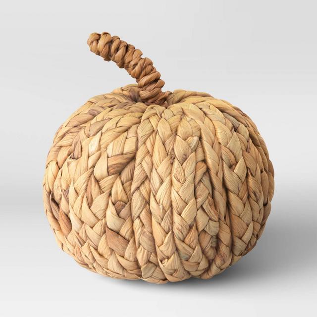 4.5" x 4.5" Woven Cattail Leaf Pumpkin Figurine Brown - Threshold™