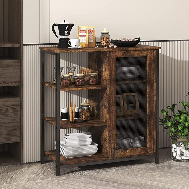 LVSOMT Buffet Cabinet with Storage, Kitchen Storage Cabinet, Industrial Farmhouse Barn, Coffee bar Table, Multipurpose Side Console Table (Brown)