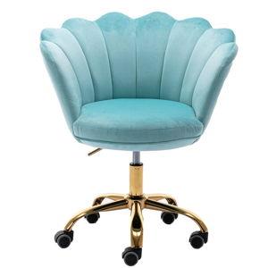 Modern Home Office Chair Desk Chair Task with Wheels Swivel Vanity Chair Makeup Chair Height Adjustable Chairs Velvet Living Room, Bedroom (Light Blue)