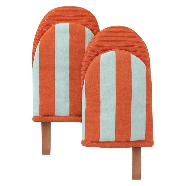 Folkulture Mini Mitts Set of 2, 100% cotton with Silicon Grip - Orange