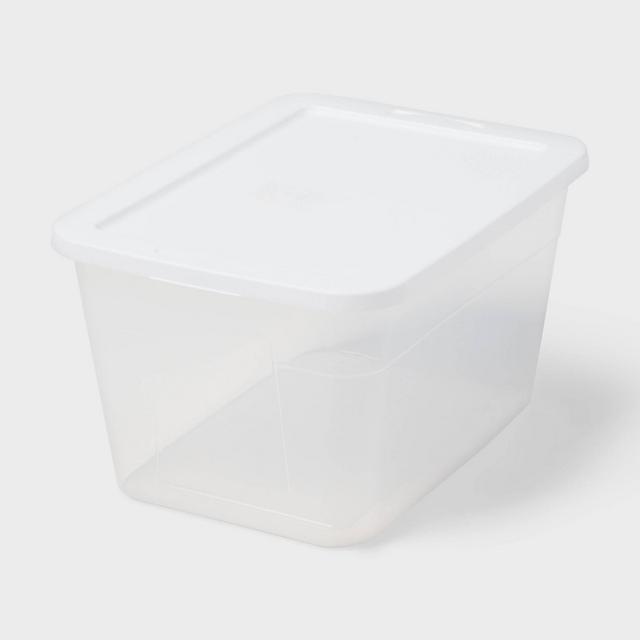 56qt Clear Storage Box with Lid White - Brightroom™