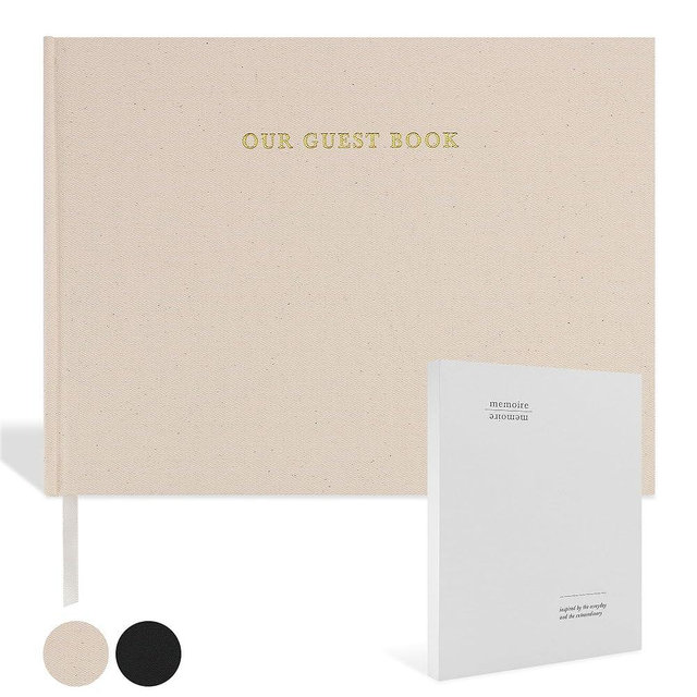Classic Linen Guest Book - Timeless Keepsake for Preserving Memories - Layflat, Plain, & Blank Pages for Polaroid Guest Book, Wedding Guest Book, Baby Shower Guest Book, Housewarming Gift, Reception