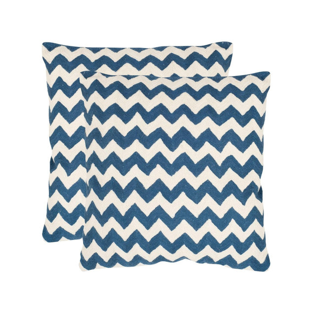 Striped Tealea Pillow - Navy Blue - 18"X18" - Safavieh