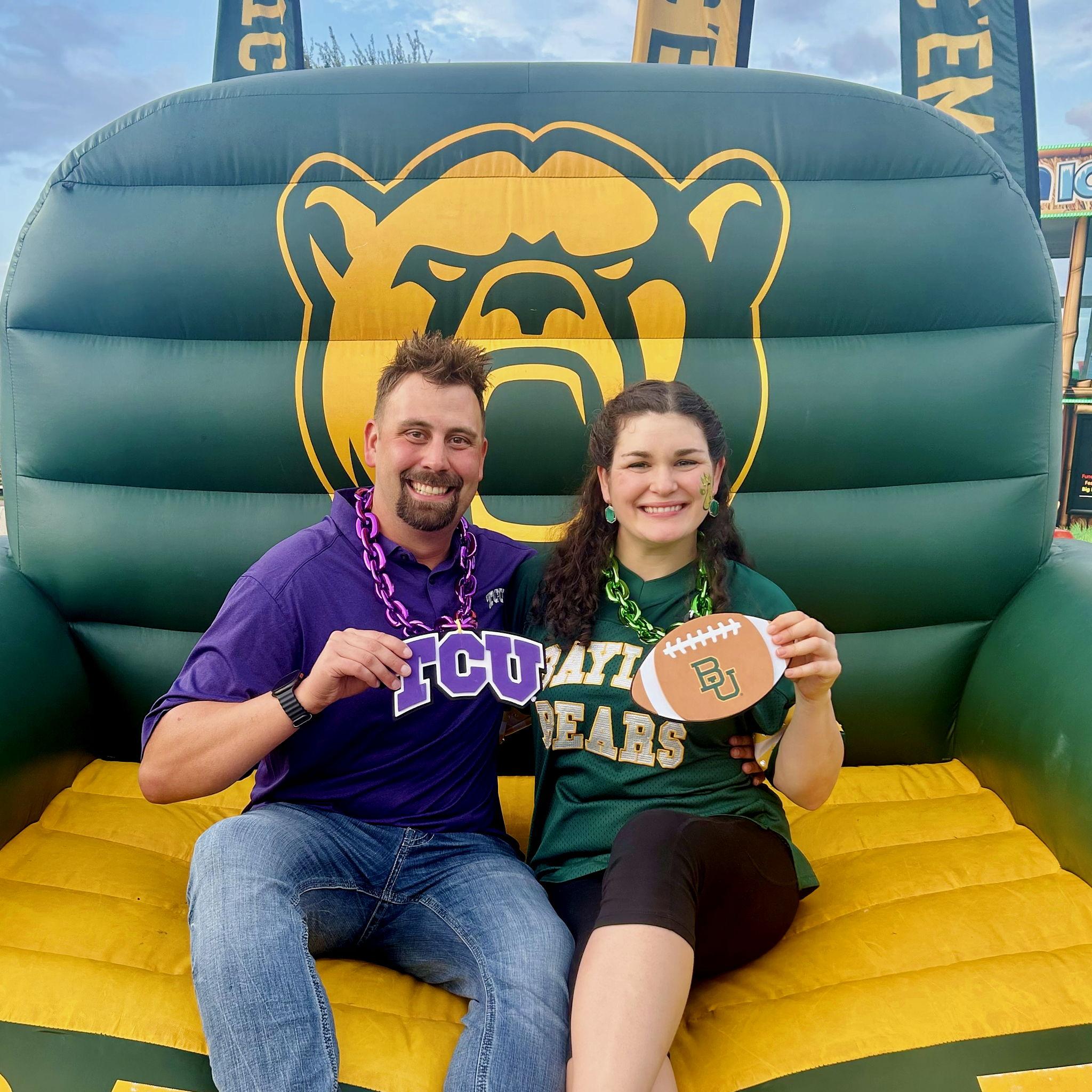 A house divided! Our first game at Baylor stadium, Carley's alma mater. Sic'em Bears!