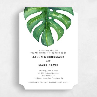 Green Ticket Wedding Invitation - Cruise Leaf