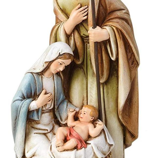 Joseph's Studio by Roman - Holy Family Figure, Christmas Scene, Carved Wood Look, 8" H, Resin and Stone, Tabletop or Desk Display, Decorative, Collection, Durable, Long Lasting