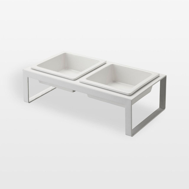Yamazaki Tall White Pet Food Bowl