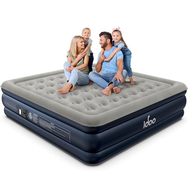 iDOO King Air Mattress with Built in Pump, 18" Raised Comfort Blow up Mattress, Upgraded Four Chamber Air Bed, Durable Inflatable Mattress for Guests & Home, colchones inflables, AirBed, 750lbs Max