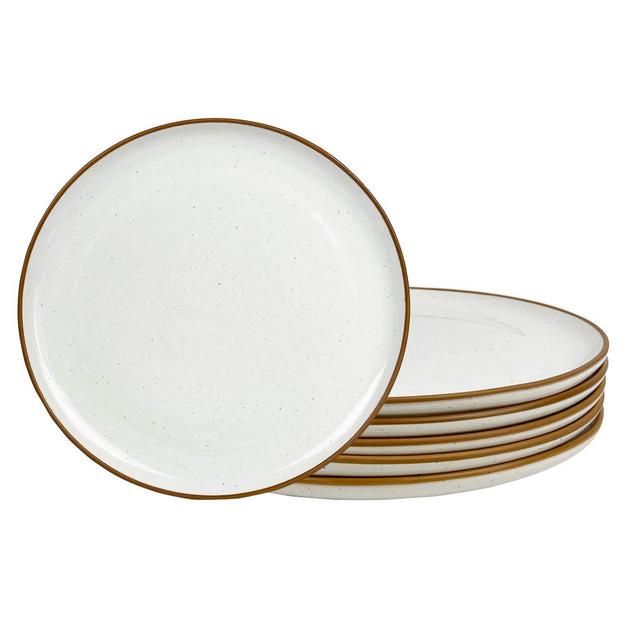 Mora Ceramic Dinner Plates Set of 6, 10 inch Dish Set - Microwave, Oven, and Dishwasher Safe, Scratch Resistant, Modern Rustic Dinnerware- Kitchen Porcelain Serving Dishes - Vanilla White