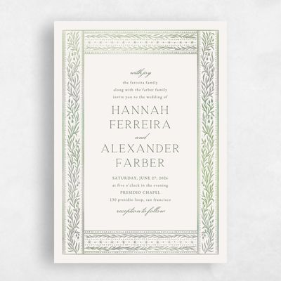 Multi-Colored Wedding Invitation - Viridian Portrait