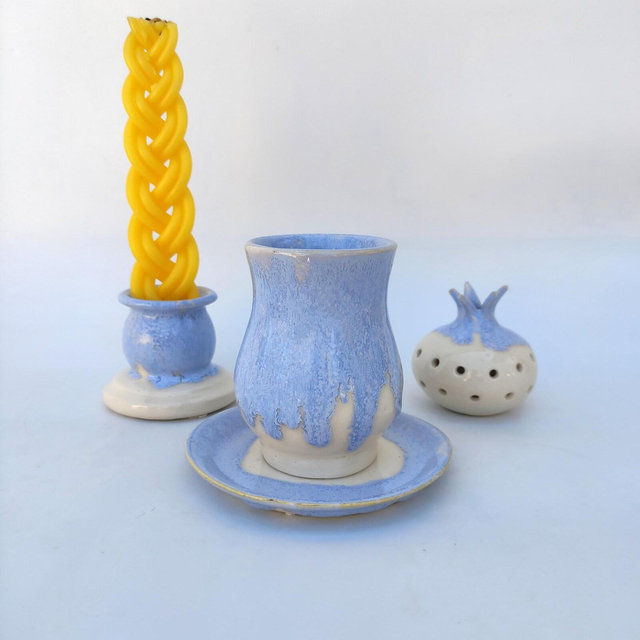 Havdalah set, Kiddush cup, Besamim box, Candle holder