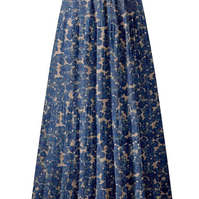 NASHALYLY Women's Chiffon Elastic High Waist Pleated A-Line Flared Maxi Skirts