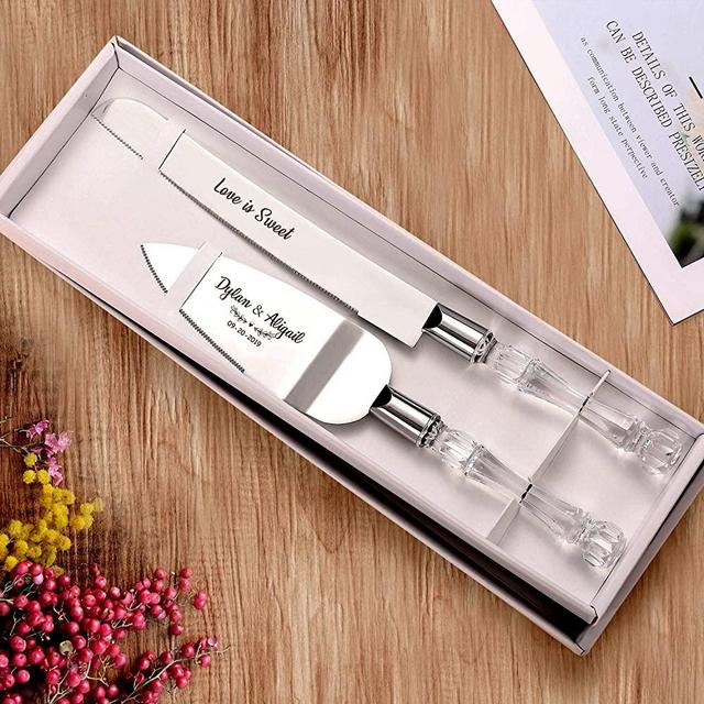 AW BRIDAL Personalized Cake Cutting Set for Wedding - Cake Knife 13.2 Inch, Cake Server 10.8 inch - Gift for Anniversary Party//DK001CPP71//